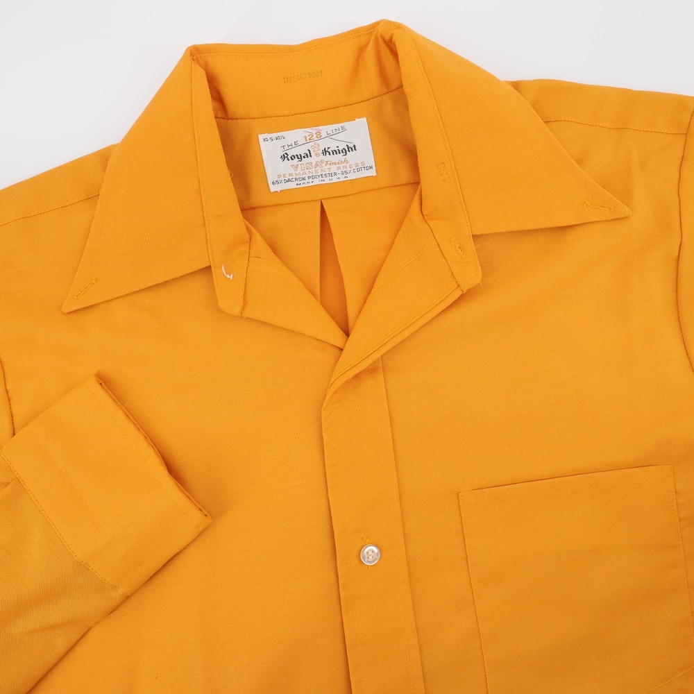 Royal Knight Vintage Permanent Press Button Down Orange Long Sleeve Mens 14 S